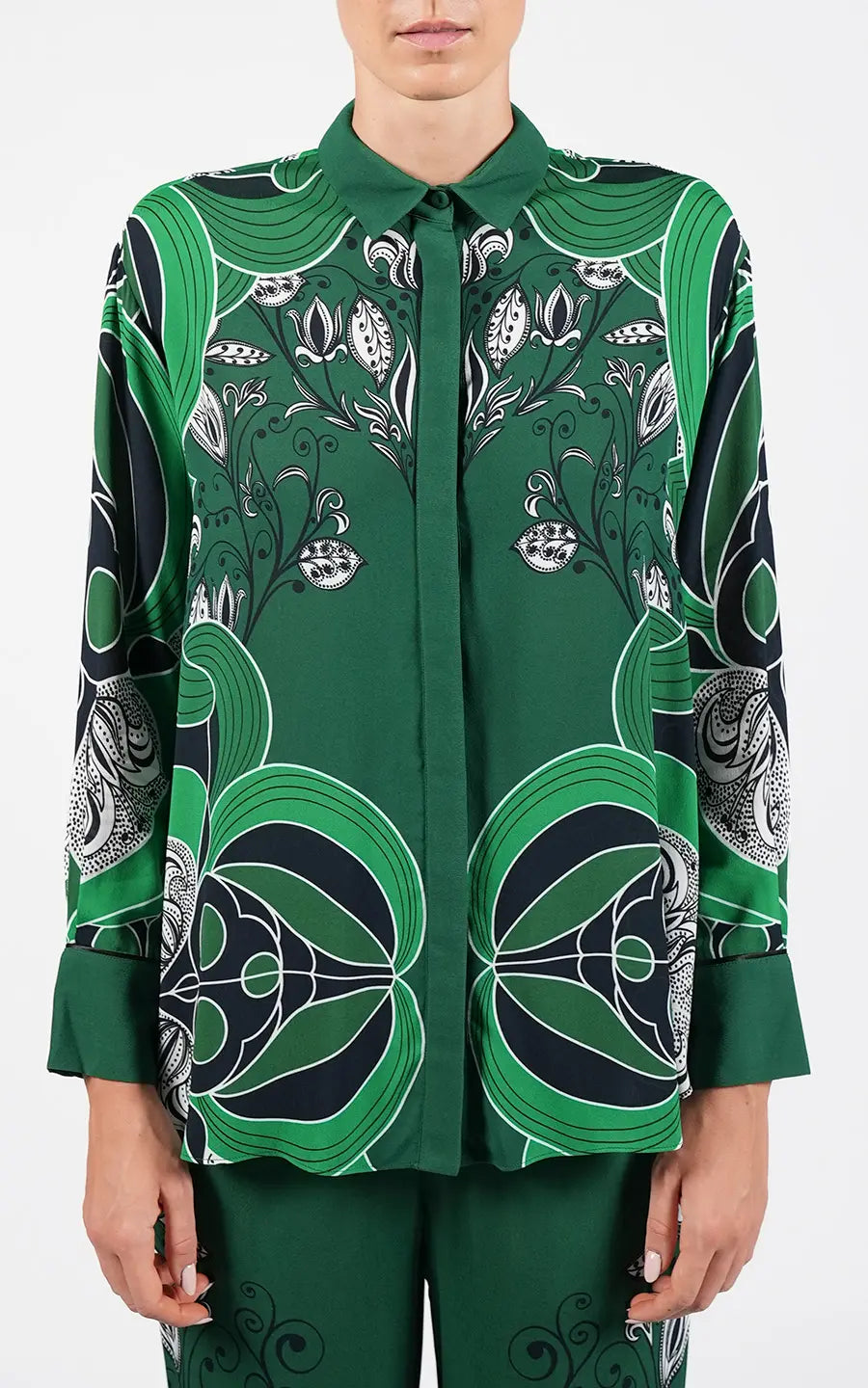 Shop online trendy Green Women Top from Borgo de Nor Fashion designer. Product gallery 1