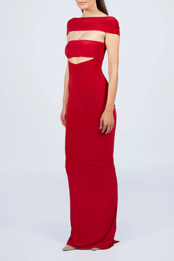 Hamel | Red Off Shoulder Maxi Dress, alternative view