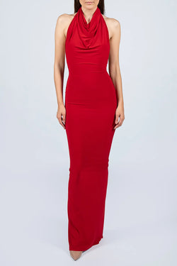 Hamel | Red Halter Long Dress