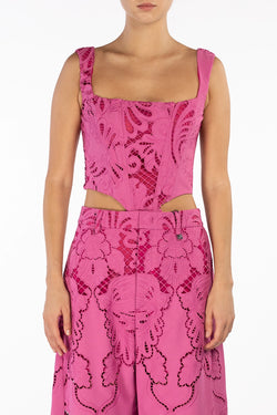 Giuseppe Di Morabito | Pink Textured Lace Top