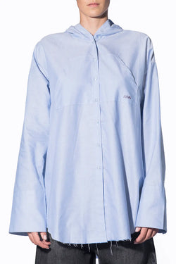 Avavav | Blue Hooded Button-up Shirt