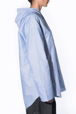 Avavav | Blue Hooded Button-up Shirt, alternative view