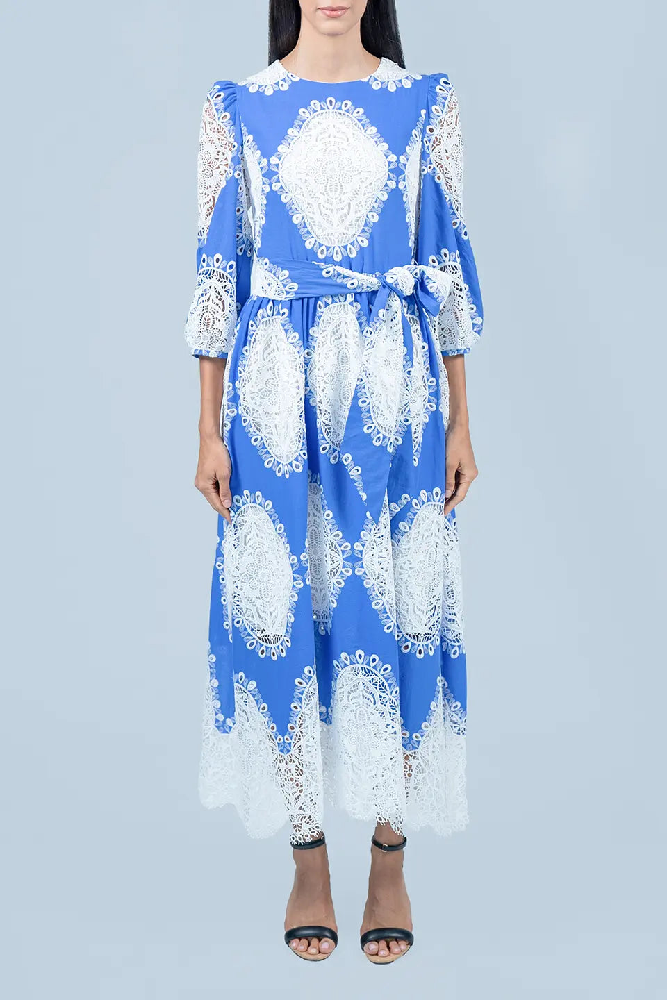 Shop online trendy Blue Midi dresses from Borgo de Nor Fashion designer. Product gallery 1