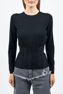 Federica Tosi | Black Ribbed-Knit Top, alternative view