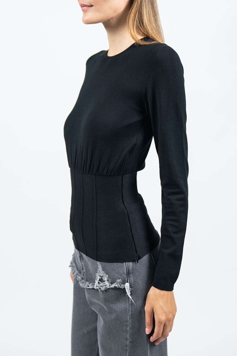 Thumbnail for Product gallery 6, Black Ribbed-Knit Top