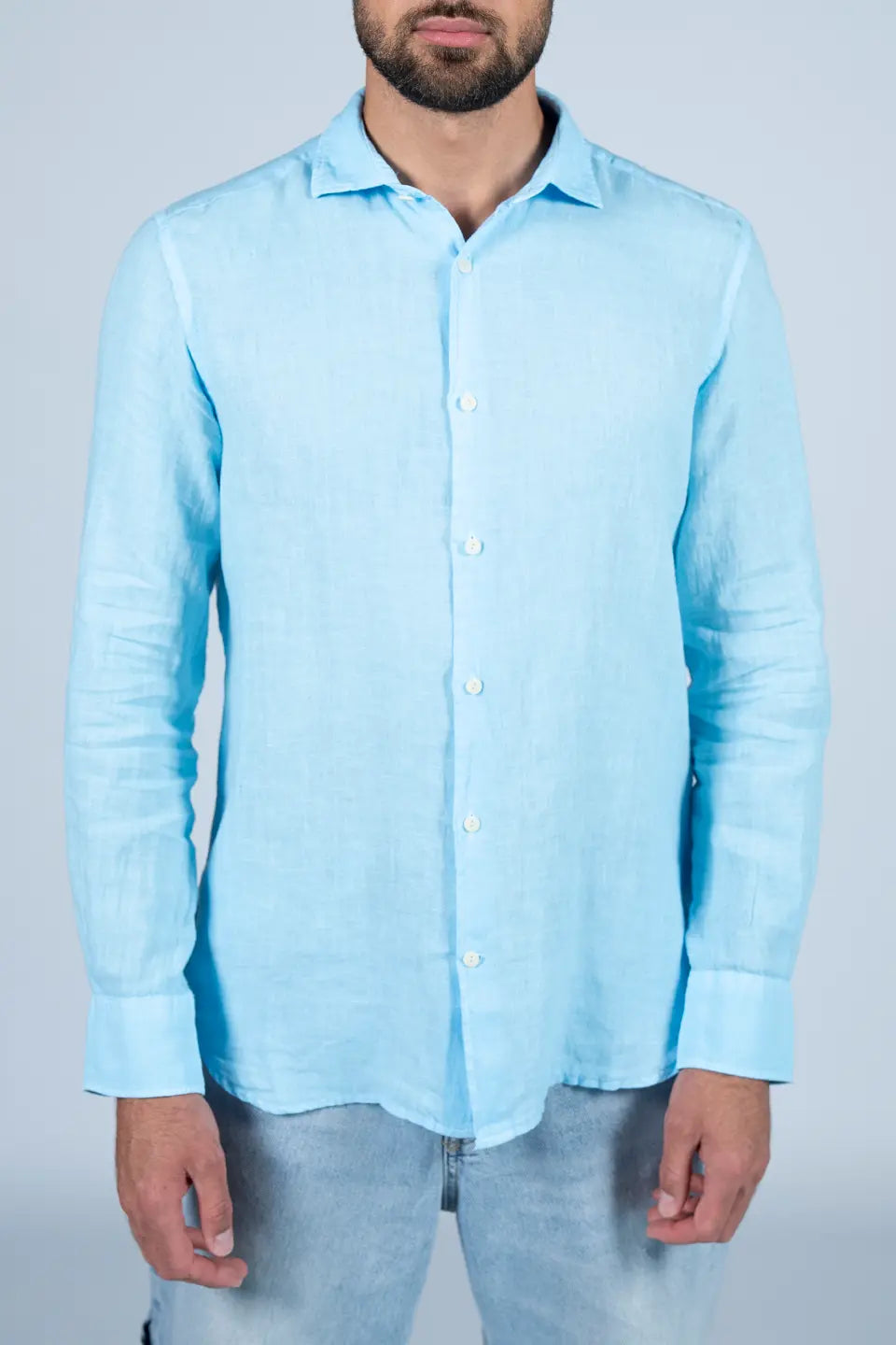 Shop online trendy Light blue Men shirts from MC2 Saint Barth Fashion designer. Product gallery 1