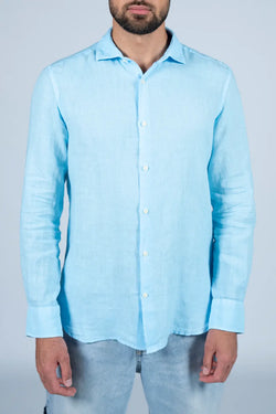MC2 Saint Barth | Pamplona Linen Shirt Men Light Blue