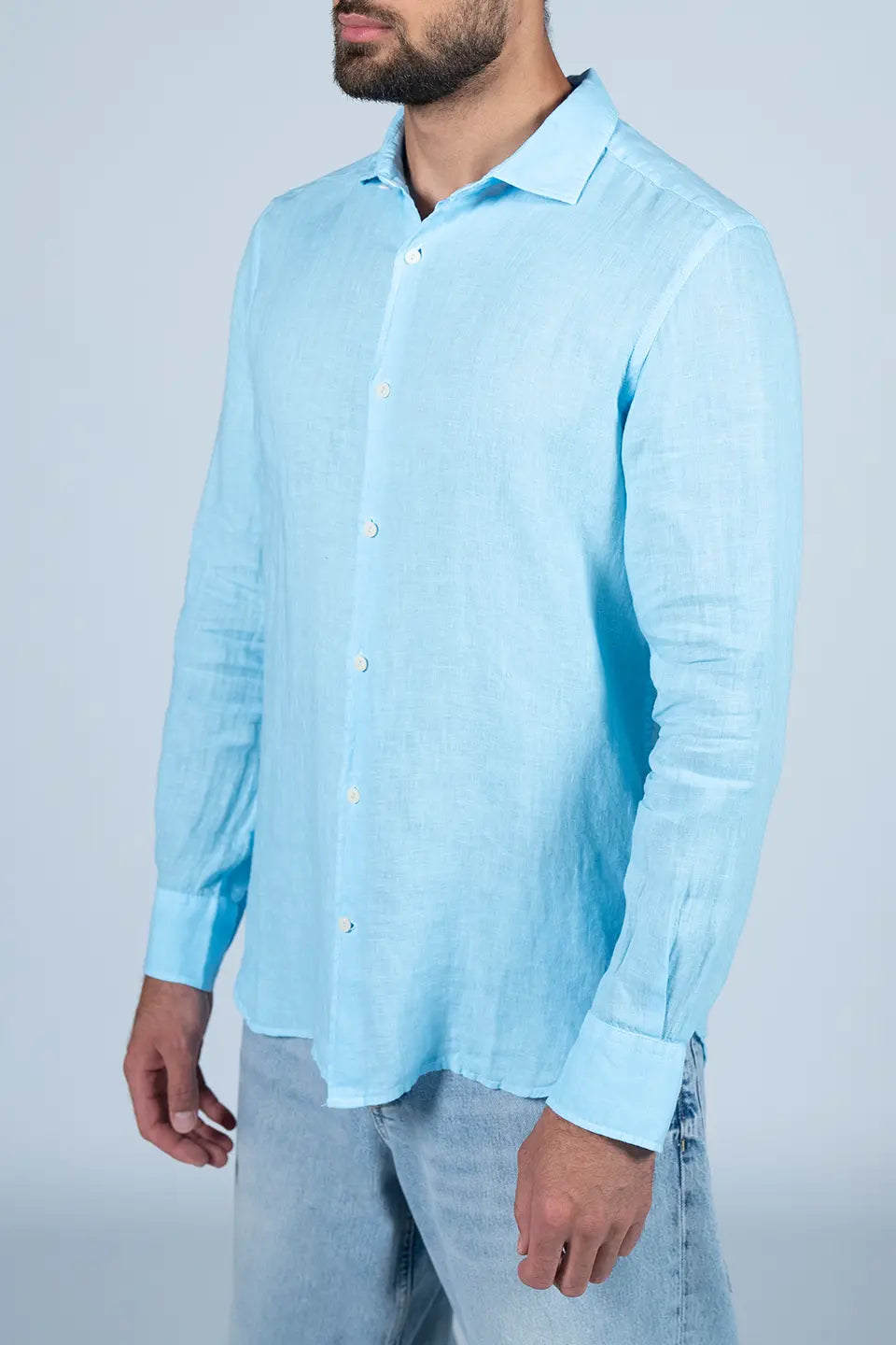 Pamplona Linen Shirt Men Light Blue - Main Image