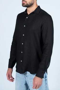 MC2 Saint Barth | Pamplona Linen Shirt Men Black, alternative view