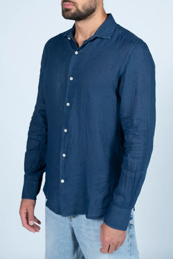 MC2 Saint Barth | Pamplona Linen Shirt Men Navy Blue, alternative view