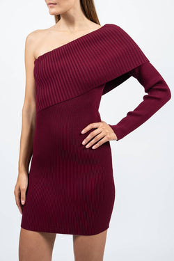 Federica Tosi | Burgundy One Sided Knit Dress, alternative view