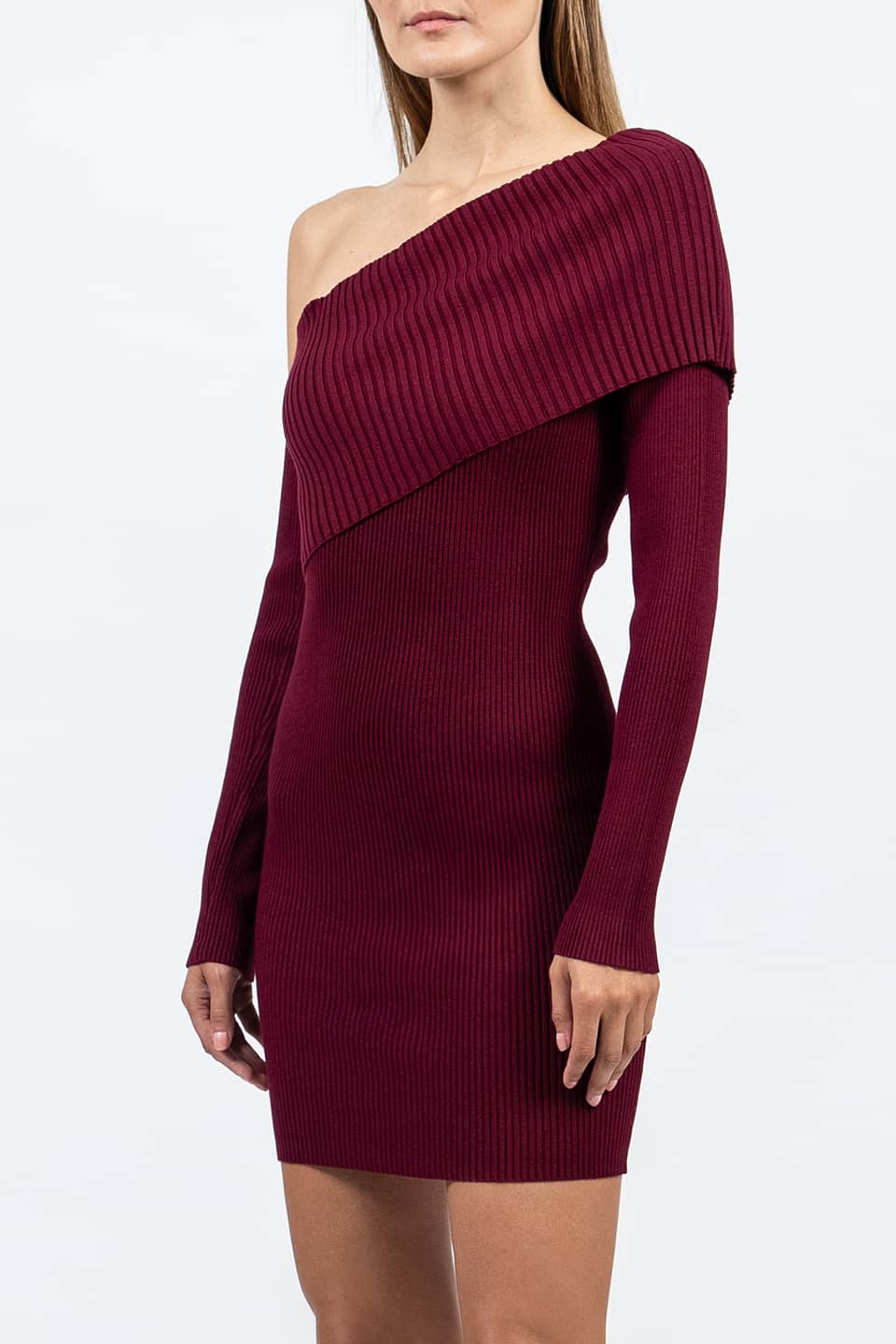 Thumbnail for Product gallery 5, Burgundy One Sided Knit Dress