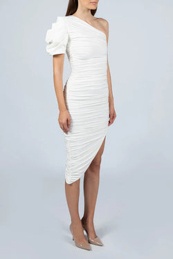 Hamel | White One Sided Midi Dress, alternative view