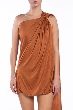 Giuseppe Di Morabito | Rust One Shoulder Mini Dress, alternative view