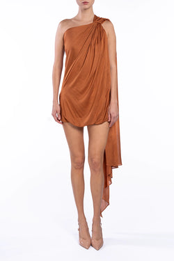 Giuseppe Di Morabito | Rust One Shoulder Mini Dress