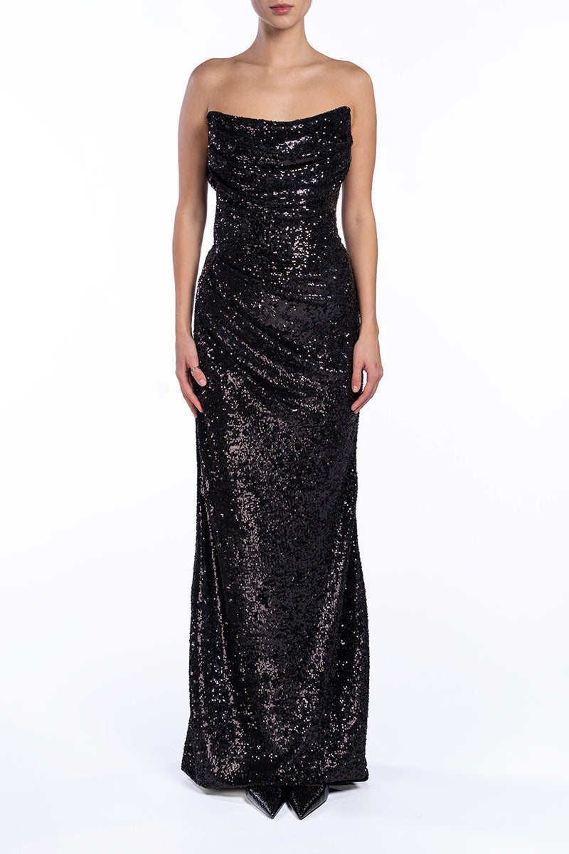 Black Shimmering Tube Maxi Dress