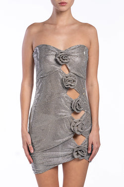 Giuseppe Di Morabito | Crystal Rose Cut out Mini Dress