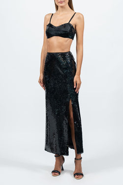 Federica Tosi | Black Sequin Midi Skirt