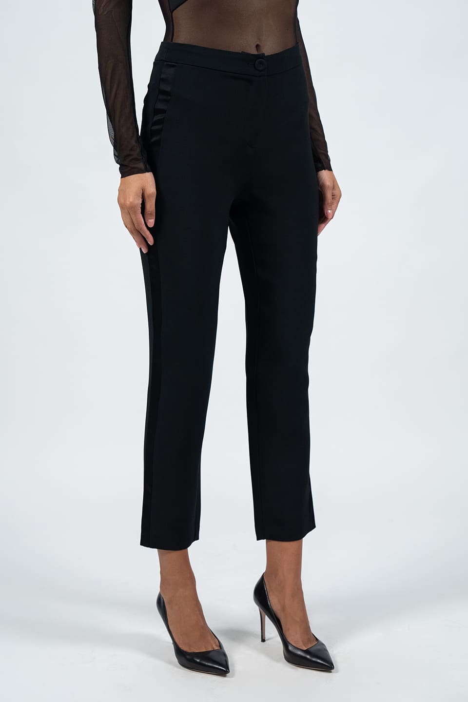 Thumbnail for Product gallery 4, Black Satin-Trim Trouser