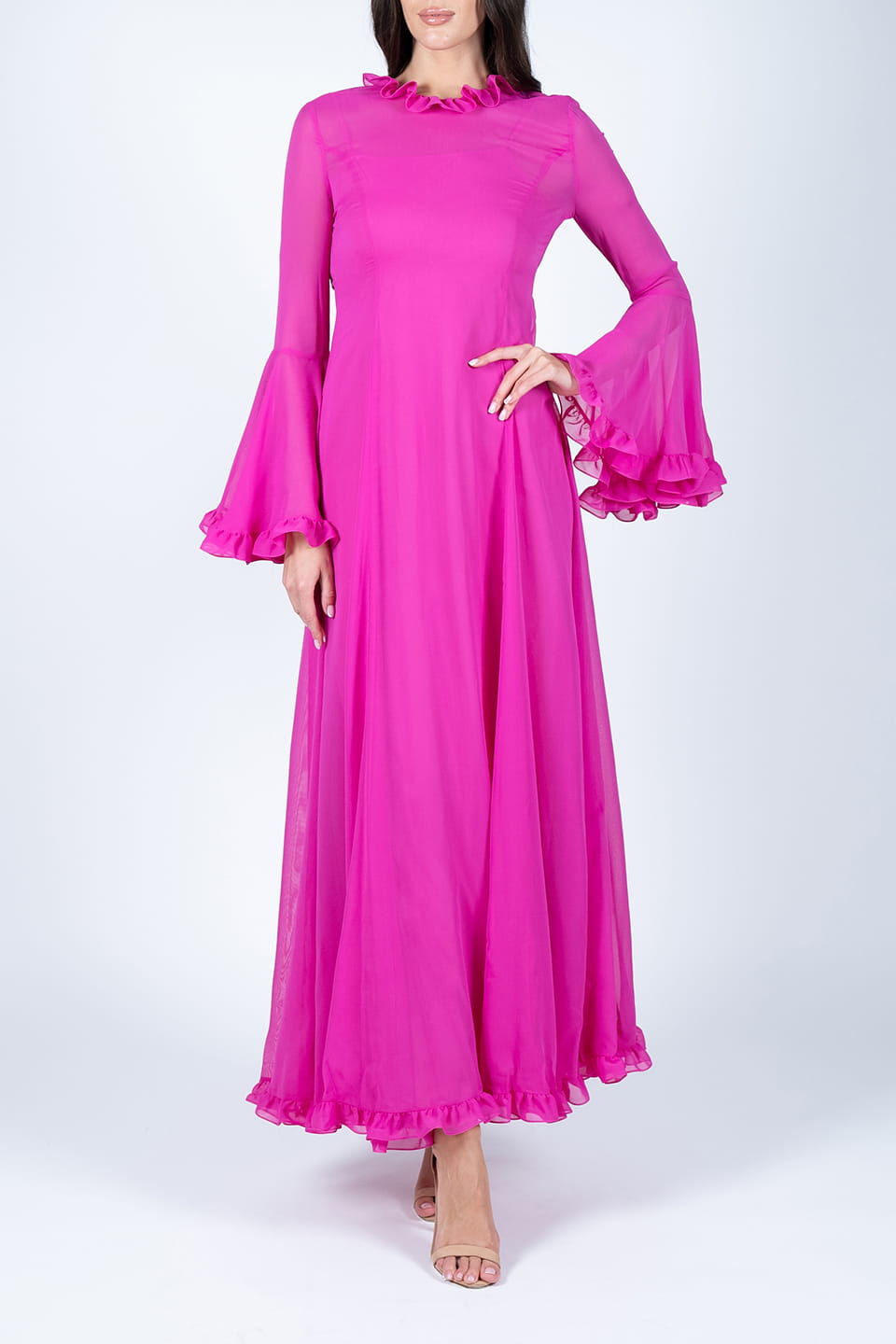 Thumbnail for Product gallery 1, Georgette Pink Long Dress