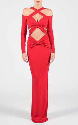 Hamel | Red Longsleeves Maxi Dress