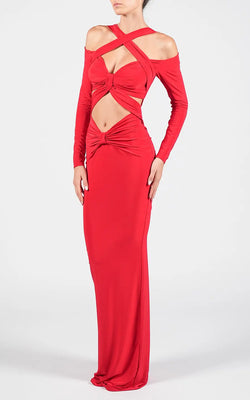 Hamel | Red Longsleeves Maxi Dress, alternative view