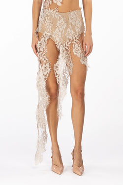 Giuseppe Di Morabito | Cream Floral Laced Shorts