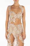 Cream Floral Laced Top Bra