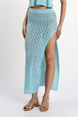 Kukhareva London | Cleo Knit Skirt Sky