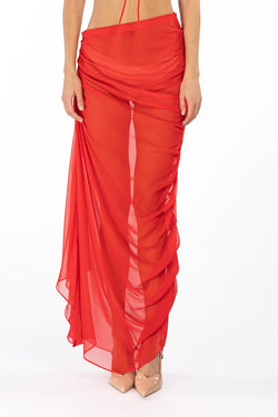 Giuseppe Di Morabito | Mesh Drape Maxi Skirt Red