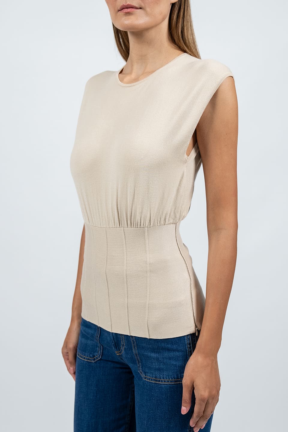 Thumbnail for Product gallery 4, Beige Corset Knit Top