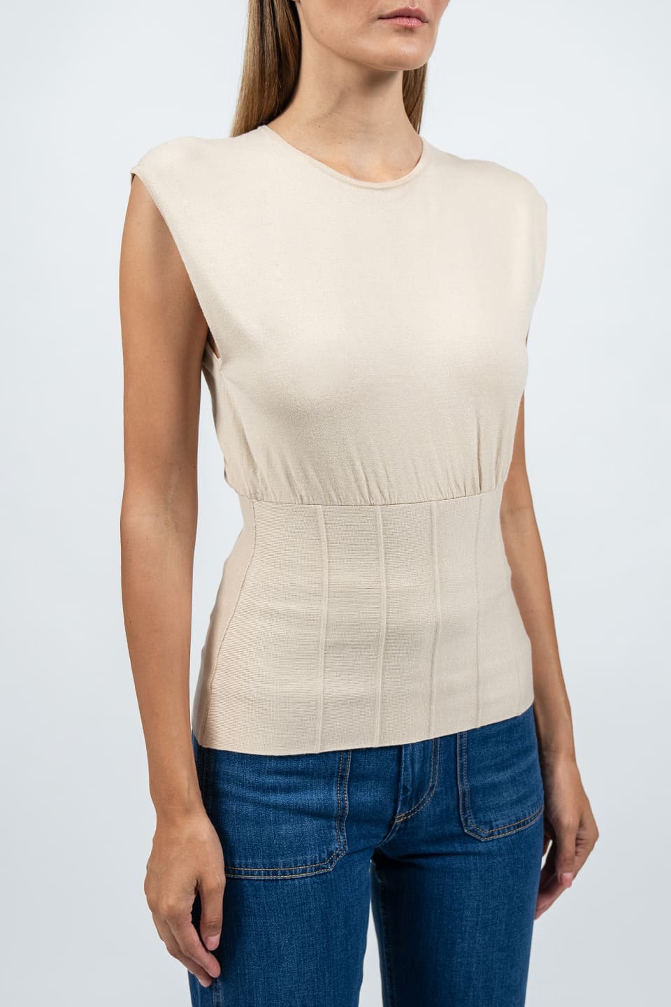 Thumbnail for Product gallery 5, Beige Corset Knit Top