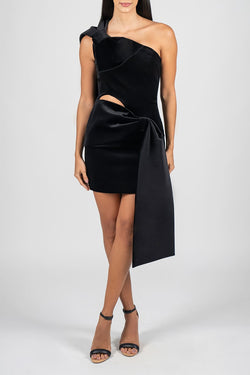 Vivetta | Black Velvet Bow Mini Dress