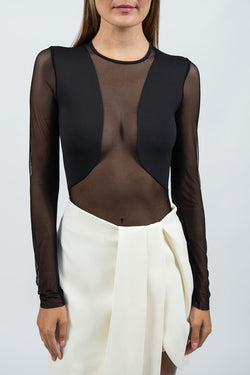 Federica Tosi | Black Sheer Bodysuit