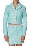 Turquoise Vinyl Woven Jacket