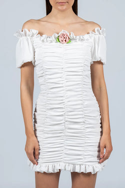 Vivetta | Optical White Short Draped Dress