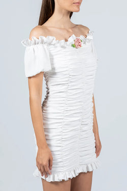 Vivetta | Optical White Short Draped Dress, alternative view