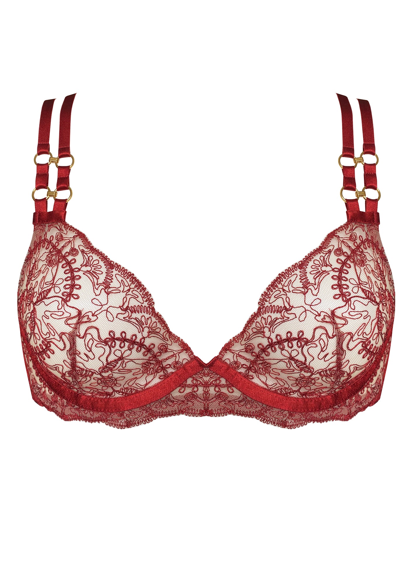 Thumbnail for Product gallery 1, Cymatic Plunge Wire Bra Burnt Red