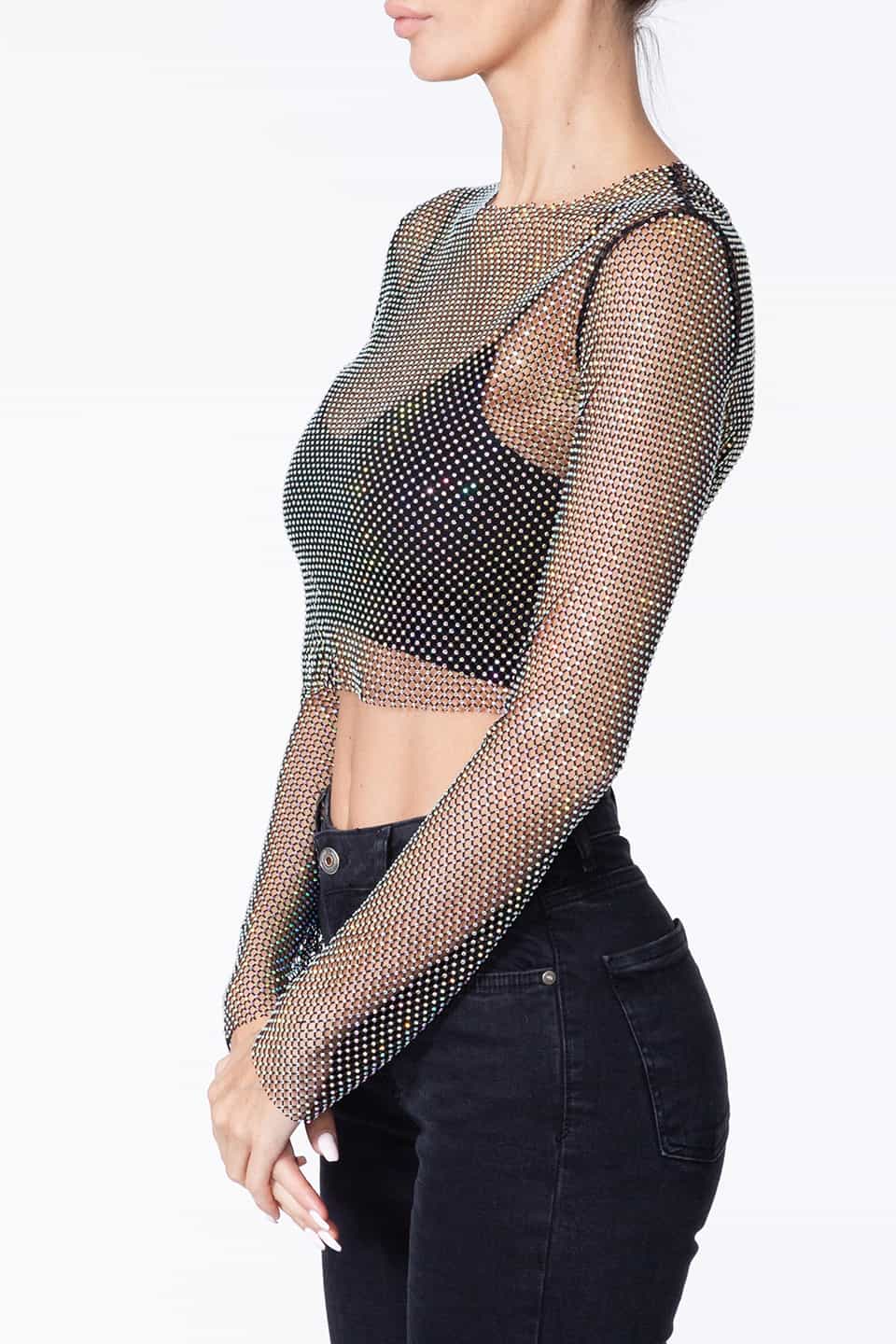 Thumbnail for Product gallery 4, Shop online fashion designer crop top in rhinestones