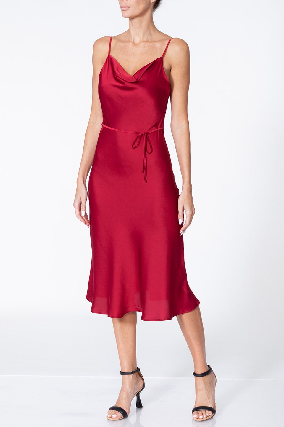 Thumbnail for Product gallery 1, Fashion stylist Midi dress in red available for online shopping. Special occasions dress 