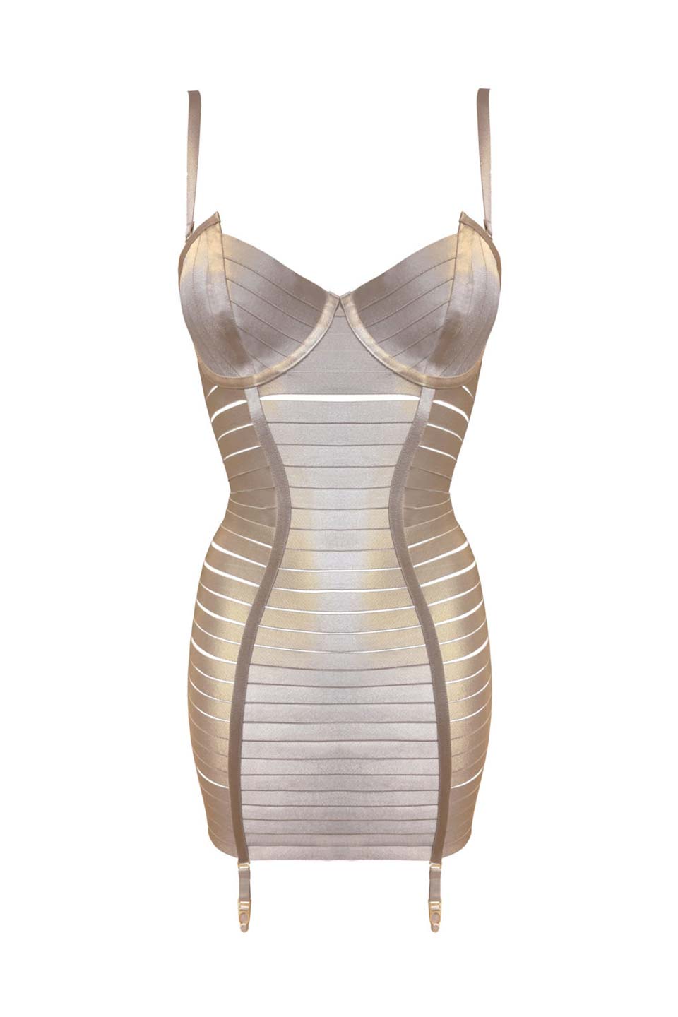 Luxury fashion designer mini dress lingerie gold. Product gallery 1