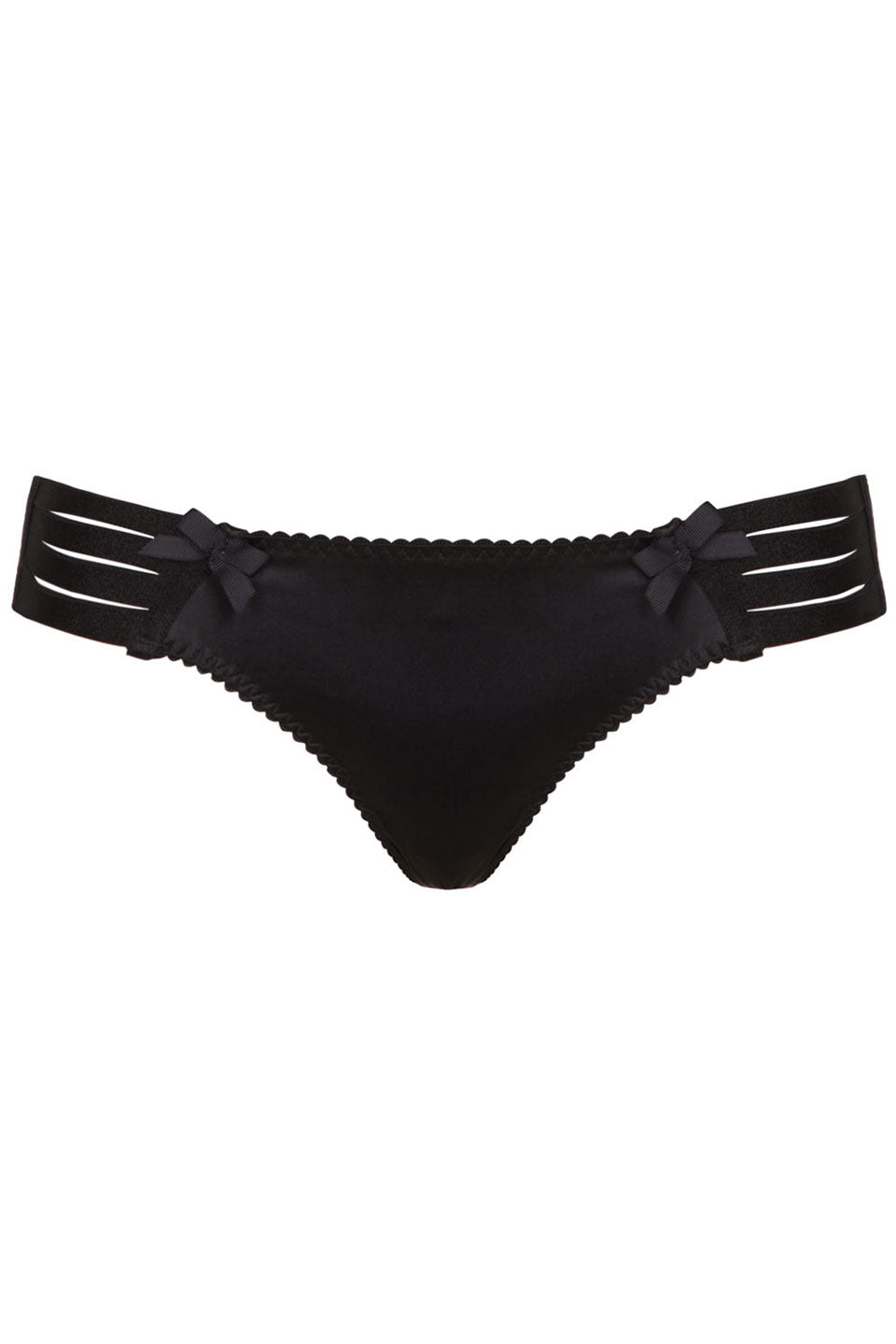 Atelier bordelle webbed thong black front. Product gallery 1