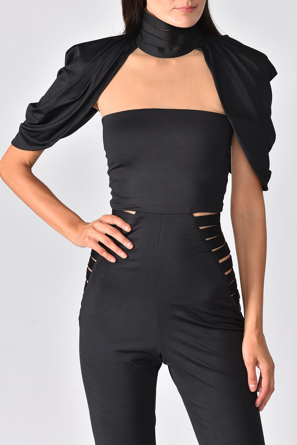 Thumbnail for Product gallery 1, Shop online jumpsuit from fashion designer in black color and stretchy fabric