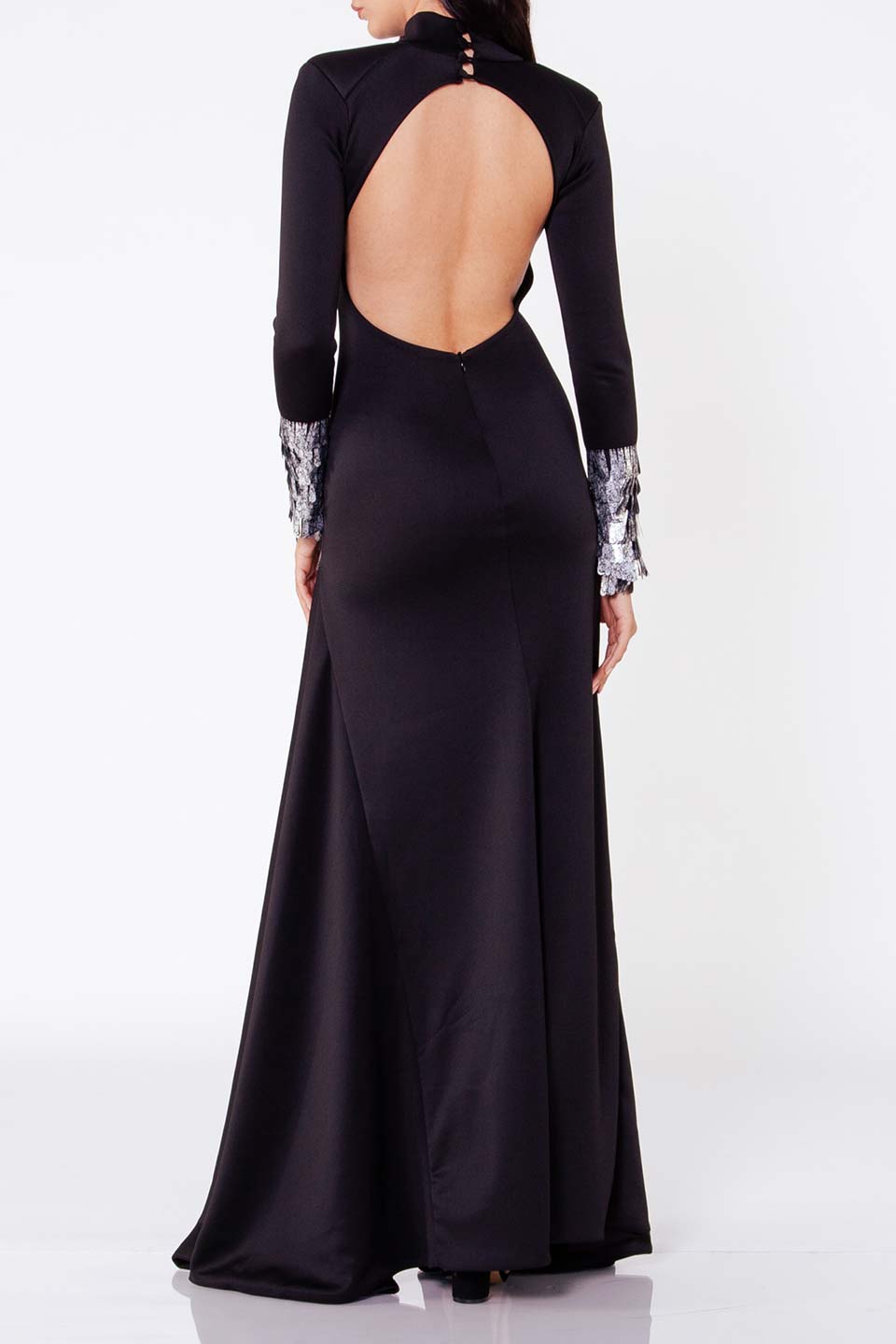Fashion designer Maxi dress with open back and slits in front, special occasion dress