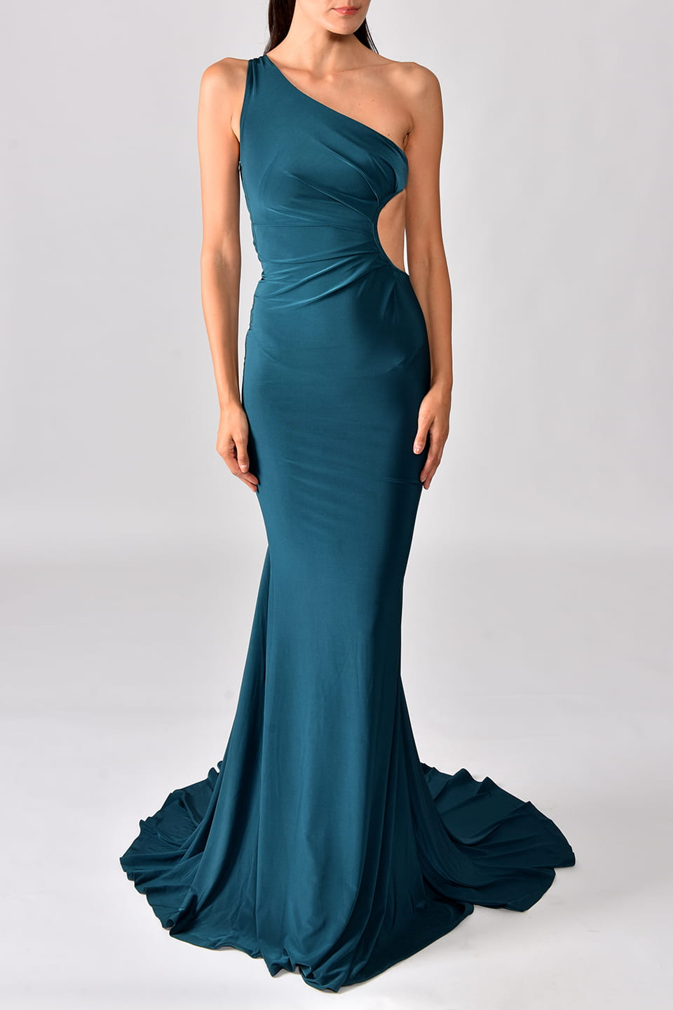 Thumbnail for Product gallery 1, Model wears Special occasion Maxi dress in Petrol Blue color from Hamel fashion stylist, posing for front view