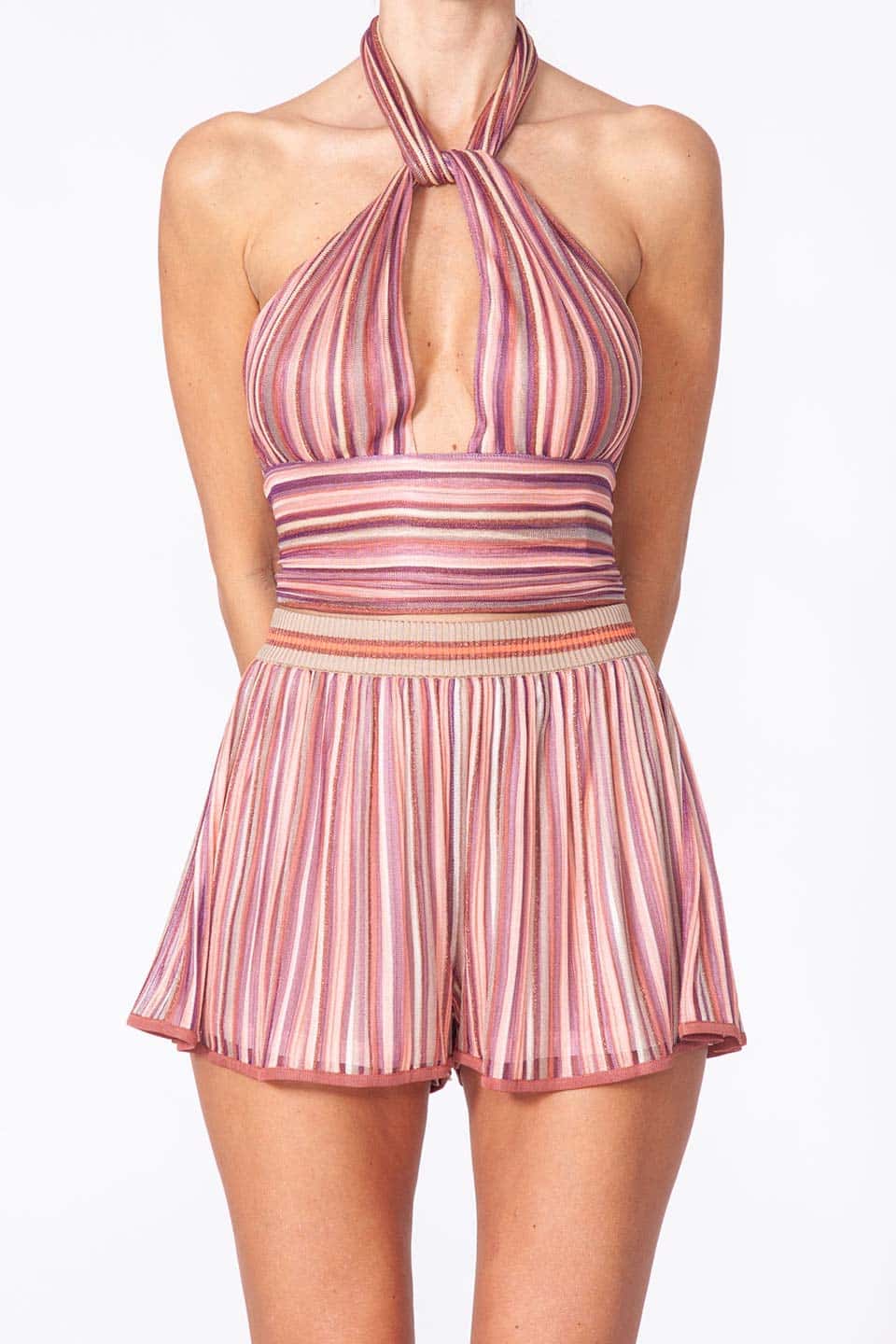 Thumbnail for Product gallery 3, Fashion designer halter top in pink color front product view