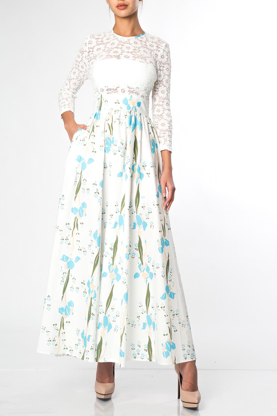 Manoush iris long dress white front