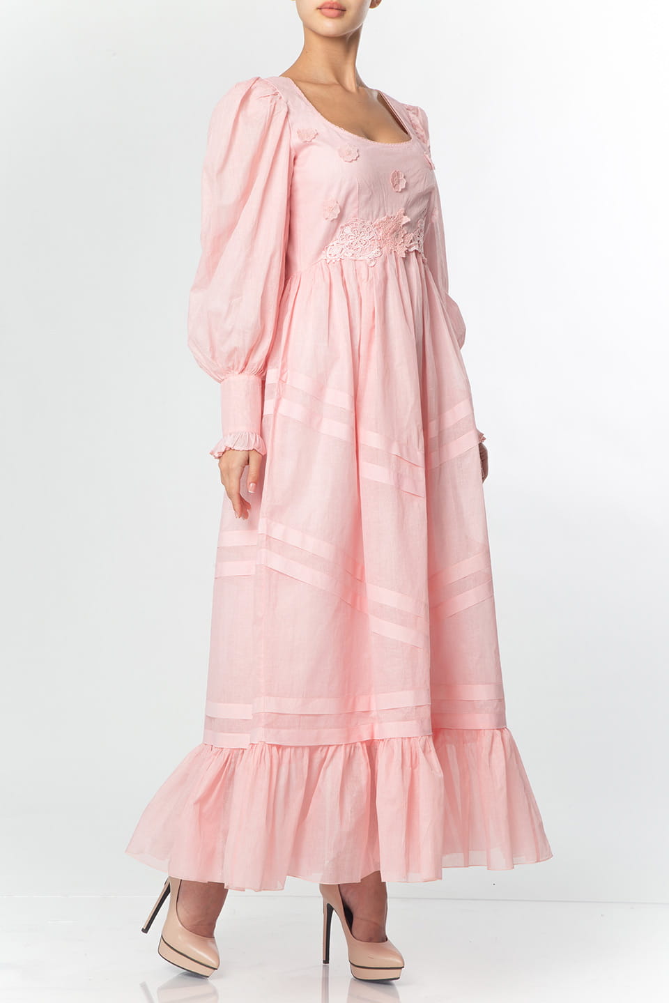 Manoush religeuse long dress pink side step