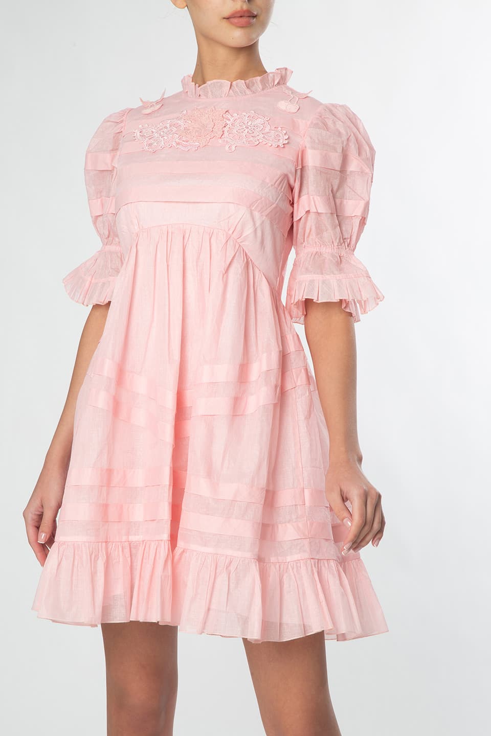 Manoush religieuse babydoll dress rose front