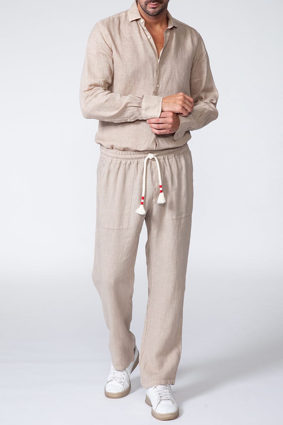 MC saint barth male calais trousers beige front detail